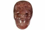 Carved, Strawberry Quartz Crystal Skull - Madagascar #116324-1